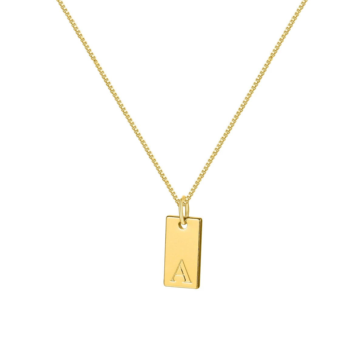 Alphabet Box Chain Necklace with Square Letter Pendant - Trendy Choker Design