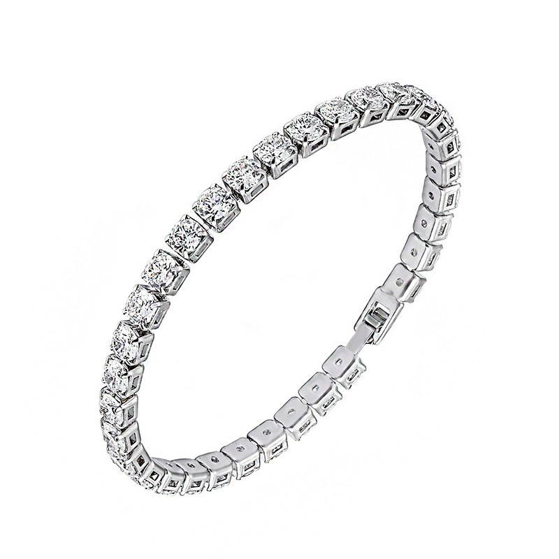 4mm Rhinestone Claw Chain Titanium Steel Bracelet - Sparkling Prong-Set Cubic Zirconia Jewelry for Women