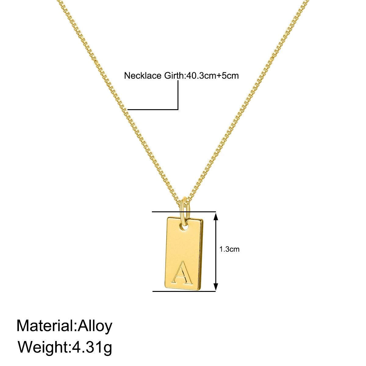 Alphabet Box Chain Necklace with Square Letter Pendant - Trendy Choker Design - Image 5